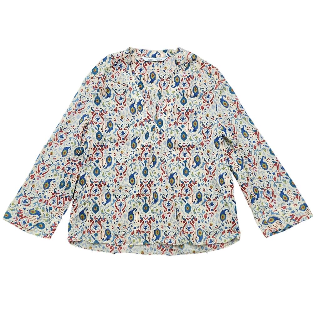 Zara Ikat Paisley Blouse Size Medium